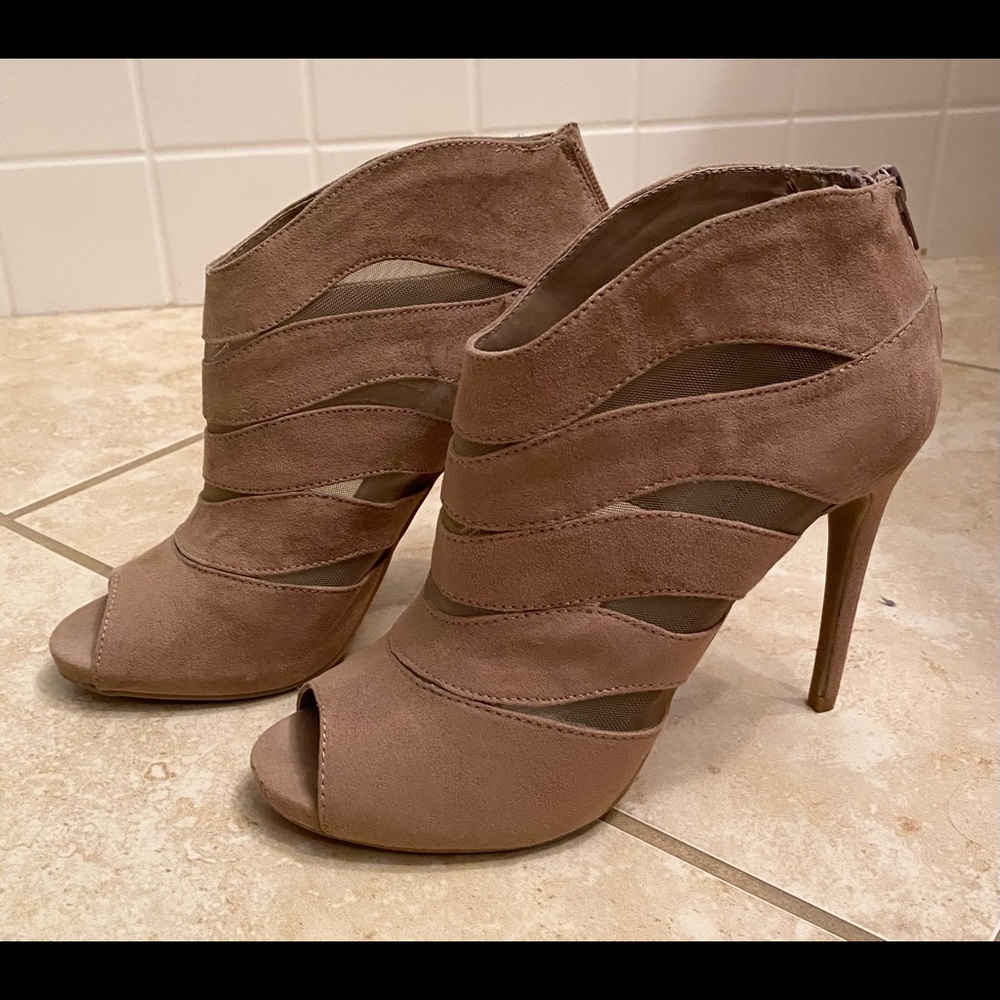 Nine West Tan Suede Heeled Booties